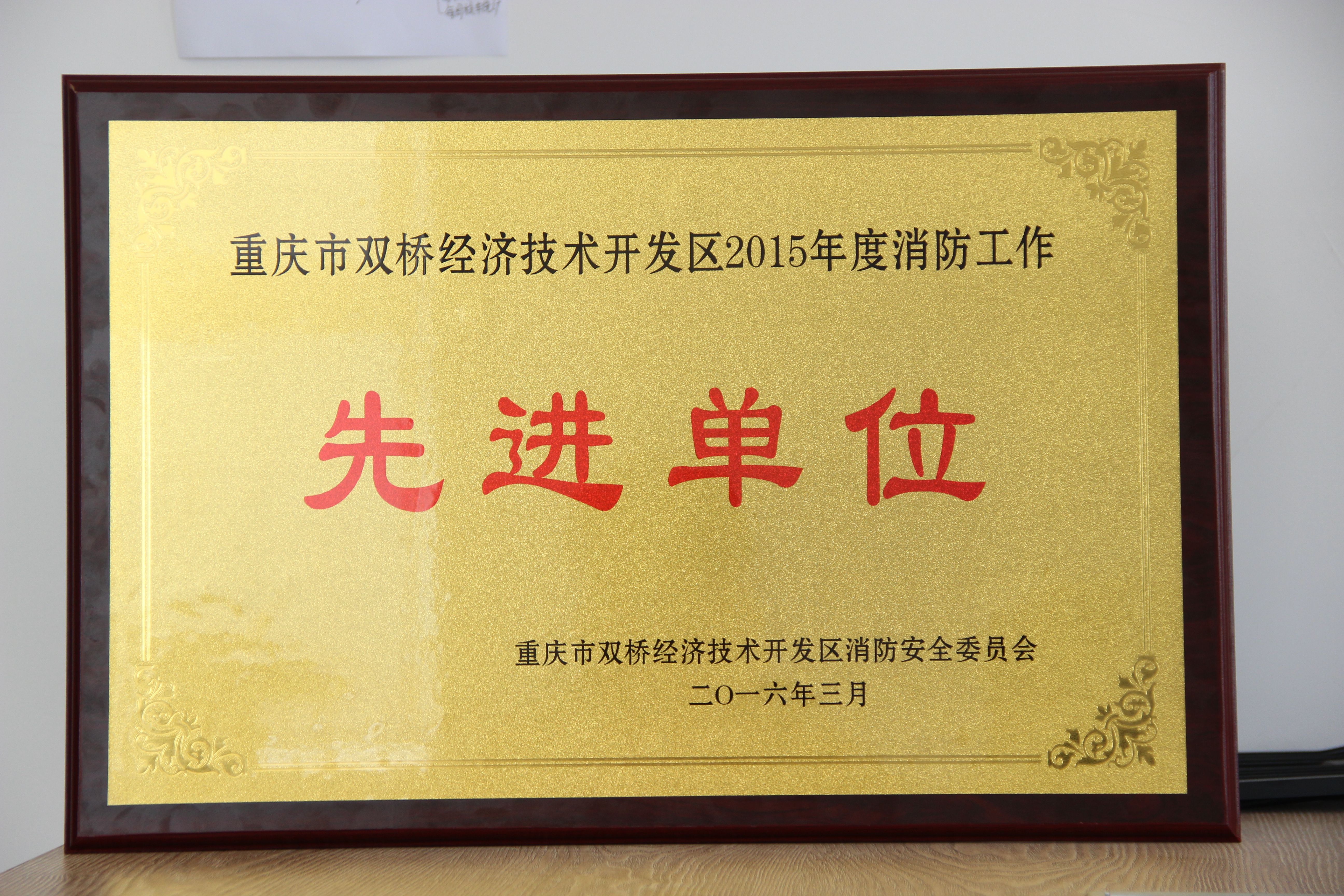 我校荣获双桥经济开发区2015年度消防工作先进单位